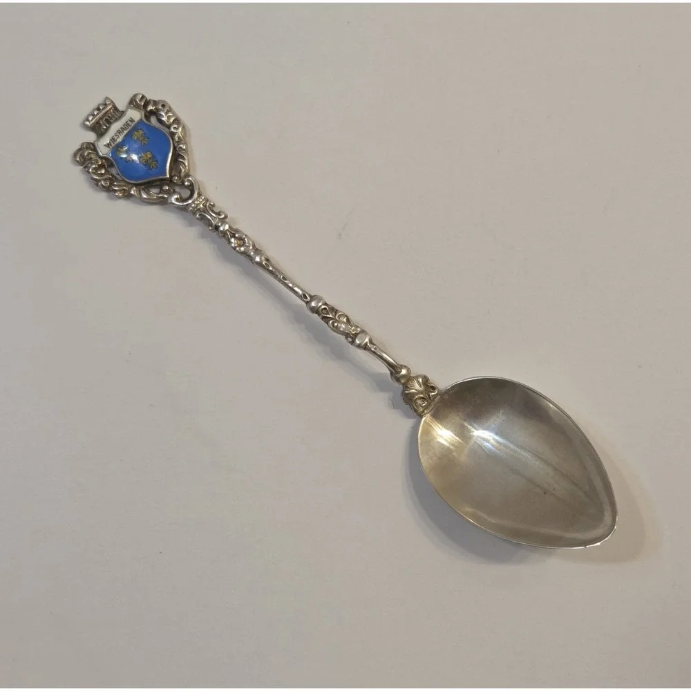 Vintage German 835 Silver WIESBADEN Souvenir Spoon Sterling‎ Silver